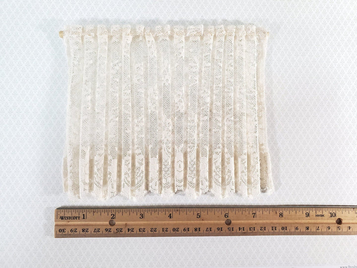 Dollhouse Lace Curtains Cream Picture Window Size with Curtain Rod 1:12 Scale Miniature - Miniature Crush
