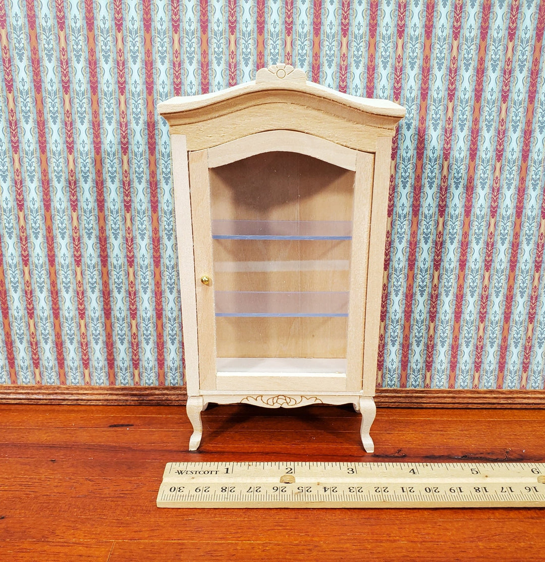 Dollhouse Large Curio Cabinet with Door Unpainted Wood 1:12 Scale Miniature Furniture - Miniature Crush