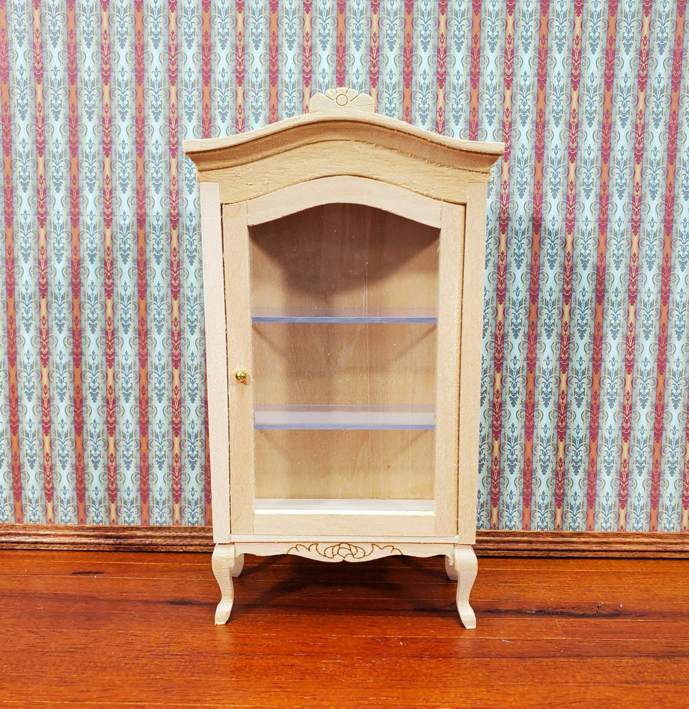 Dollhouse Large Curio Cabinet with Door Unpainted Wood 1:12 Scale Miniature Furniture - Miniature Crush