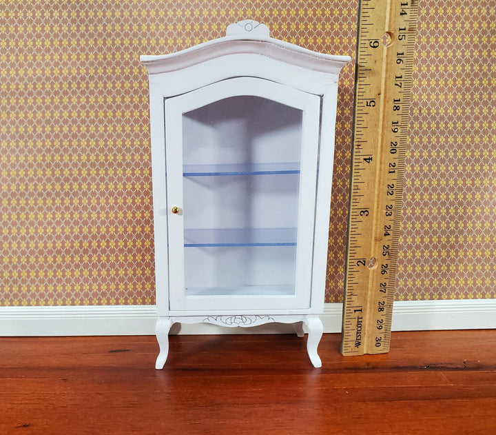 Dollhouse Large Curio Cabinet with Door White Finish 1:12 Scale Miniature Furniture - Miniature Crush