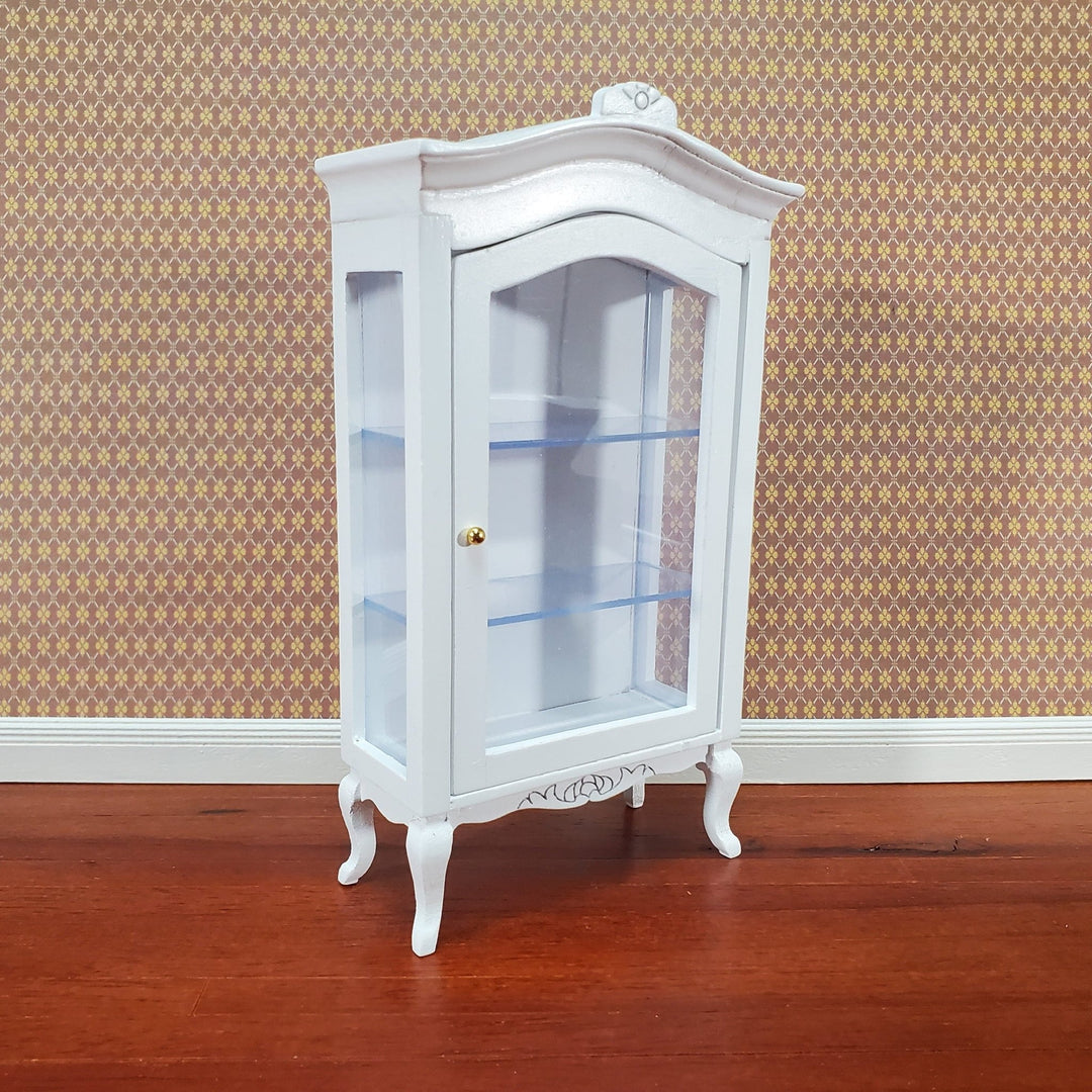 Dollhouse Large Curio Cabinet with Door White Finish 1:12 Scale Miniature Furniture - Miniature Crush