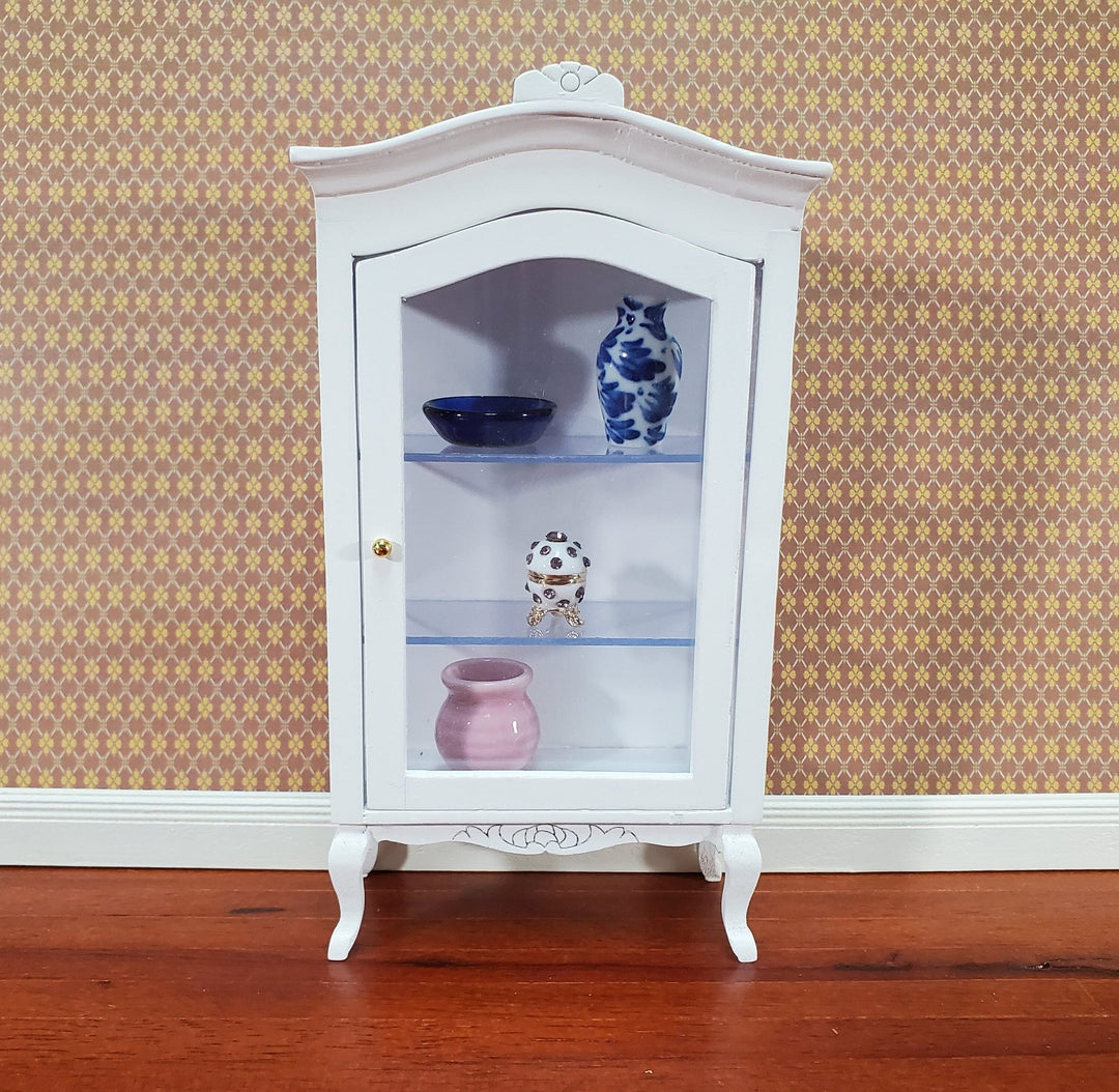 Dollhouse Large Curio Cabinet with Door White Finish 1:12 Scale Miniature Furniture - Miniature Crush