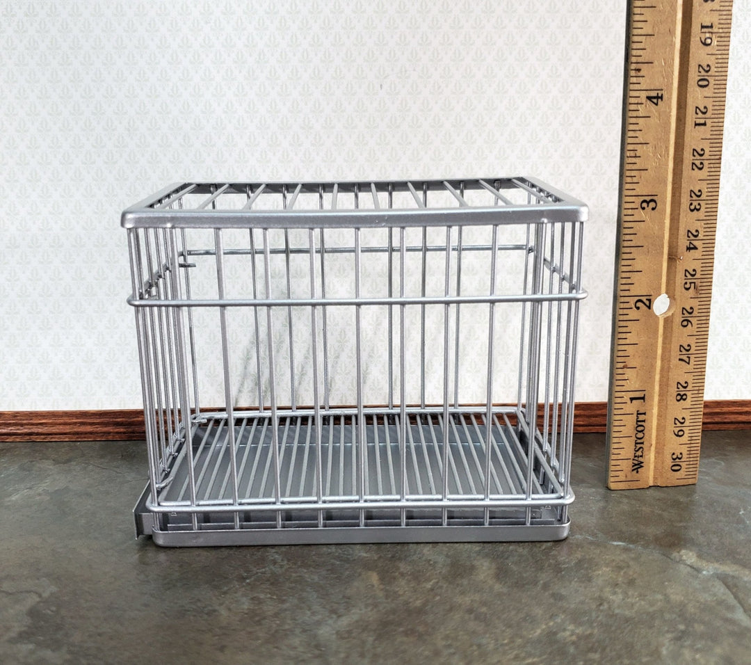 Dollhouse Large Dog Cage Crate Metal Opening Door for Animals Pets - Miniature Crush