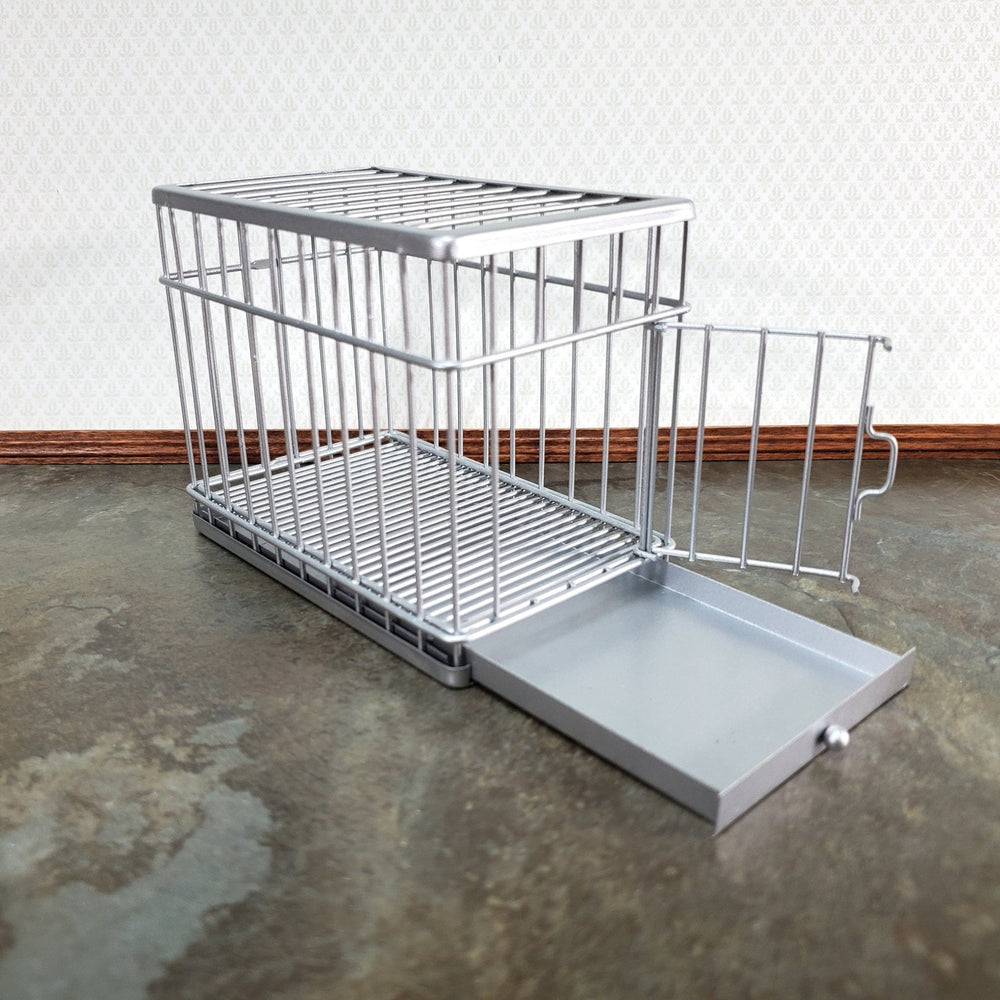 Dollhouse Large Dog Cage Crate Metal Opening Door for Animals Pets - Miniature Crush
