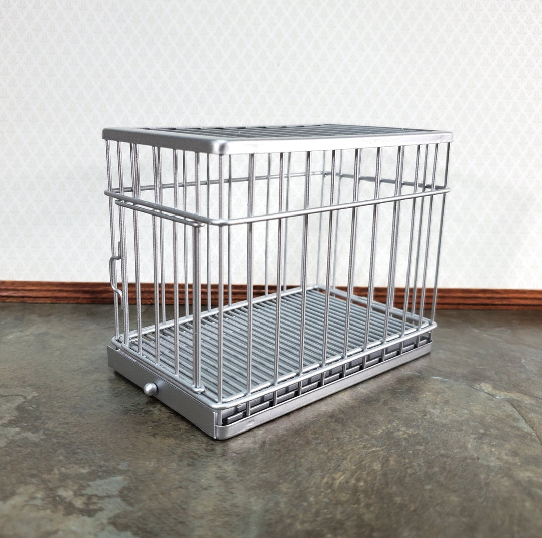 Dollhouse Large Dog Cage Crate Metal Opening Door for Animals Pets - Miniature Crush