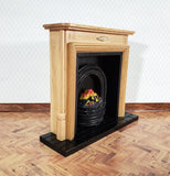 Dollhouse Large Fireplace with Fire Inside Light Oak Finish 1:12 Scale Miniature Furniture - Miniature Crush