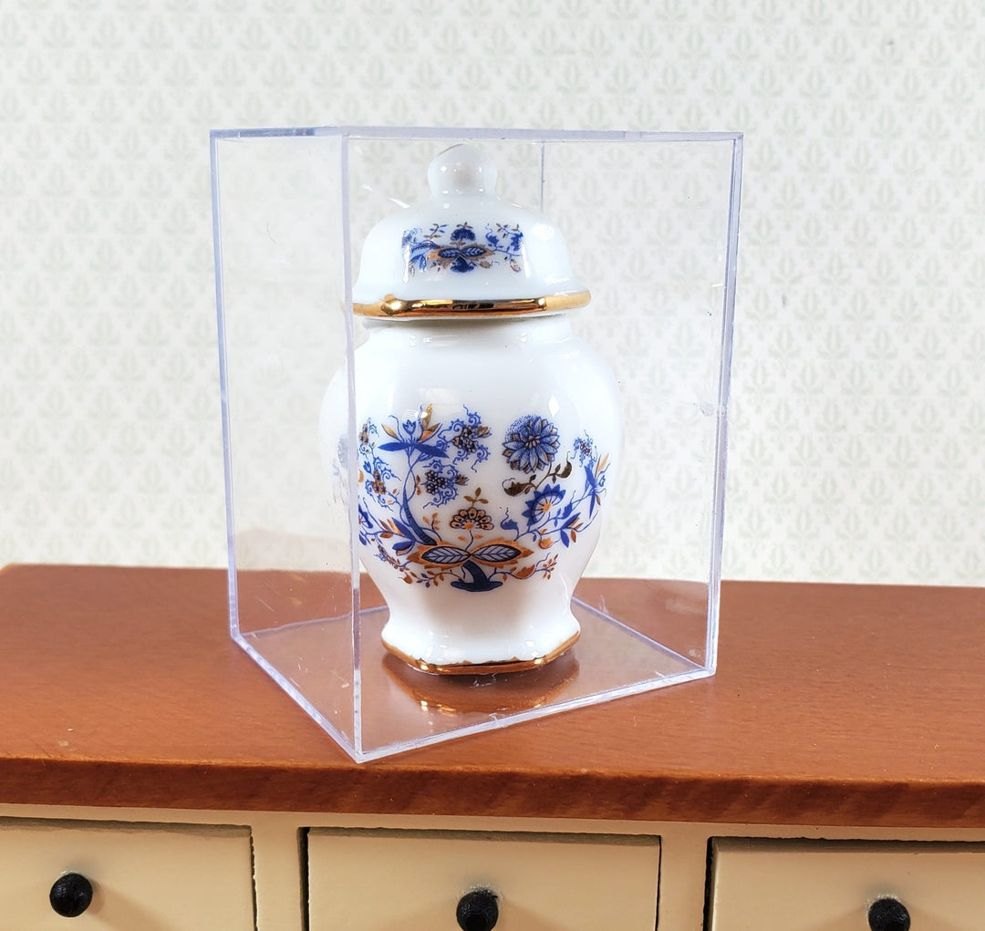 Dollhouse Large Jar with Lid Reutter Porcelain Blue Onion 1:12 Scale Miniature - Miniature Crush