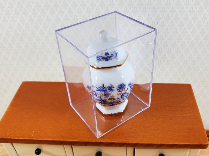 Dollhouse Large Jar with Lid Reutter Porcelain Blue Onion 1:12 Scale Miniature - Miniature Crush