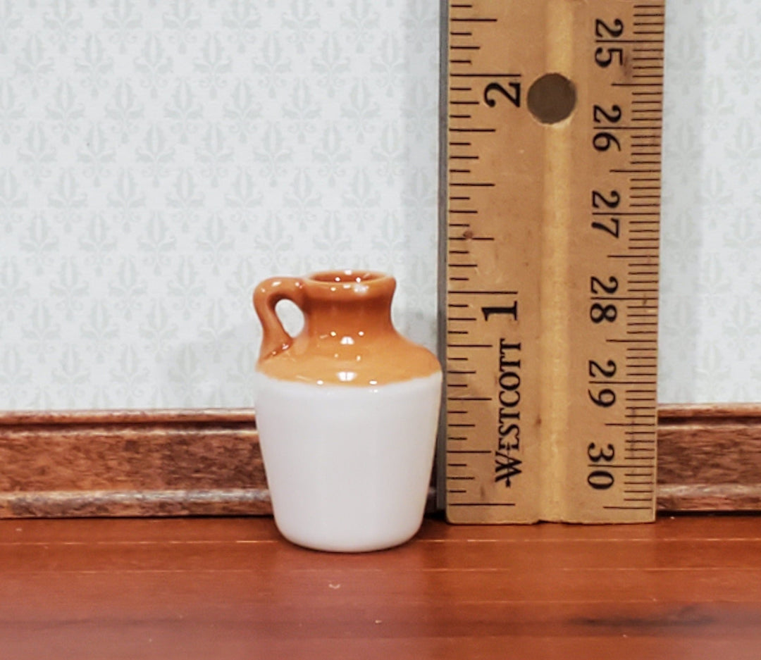 Dollhouse Large Jug with Handle Brown & Cream Ceramic 1" 1:12 Scale Miniature Accessory - Miniature Crush