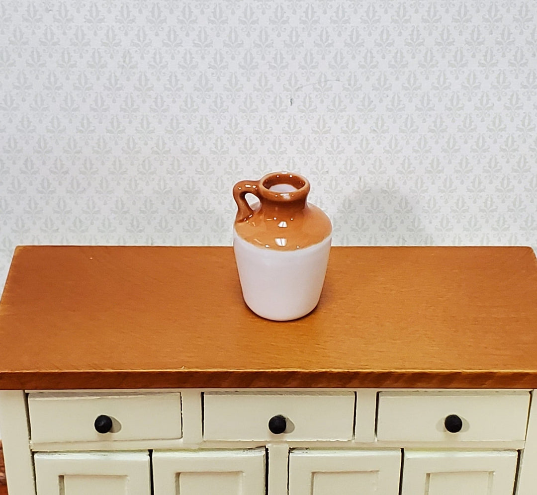 Dollhouse Large Jug with Handle Brown & Cream Ceramic 1" 1:12 Scale Miniature Accessory - Miniature Crush