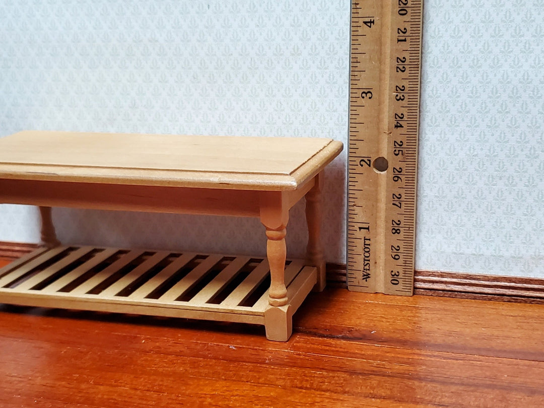 Dollhouse Large Kitchen Prep Table Light Walnut Finish 1:12 Scale Miniature Furniture - Miniature Crush