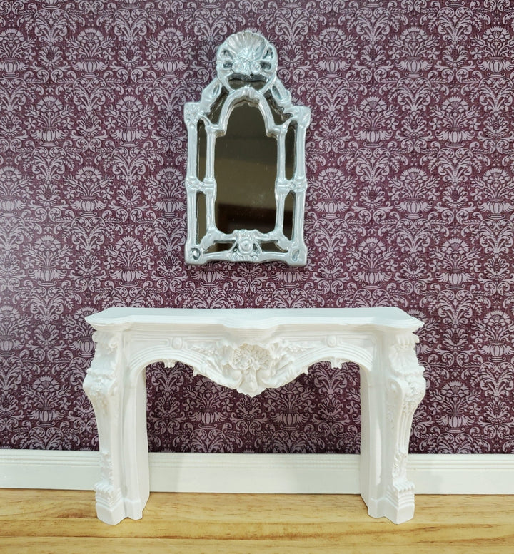 Dollhouse Large Mirror Baroque Style Silver 1:12 Scale Miniature 4 1/8" tall - Miniature Crush