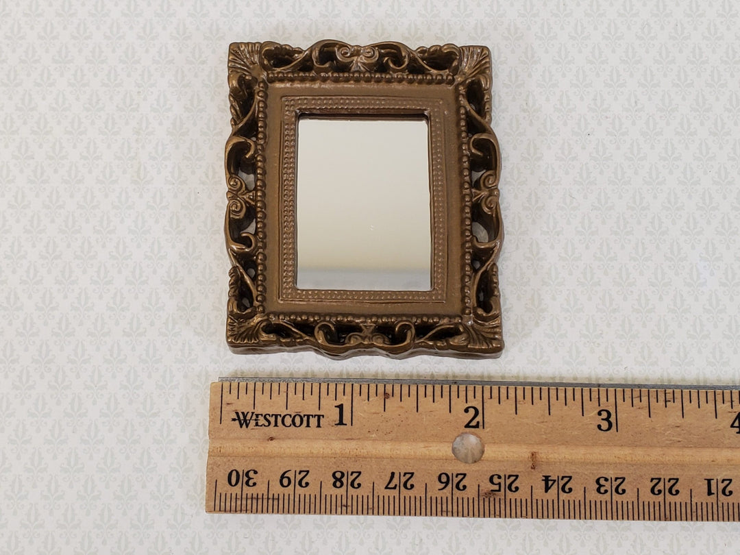 Dollhouse Large Mirror with Fancy Dark Gold Frame 1:12 Scale Miniature 2 1/2" x 2 1/4" - Miniature Crush