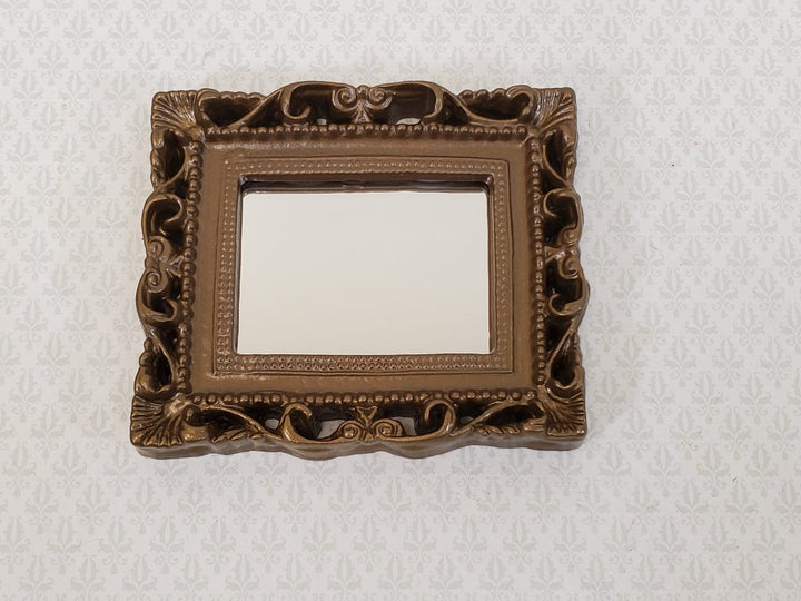 Dollhouse Large Mirror with Fancy Dark Gold Frame 1:12 Scale Miniature 2 1/2" x 2 1/4" - Miniature Crush