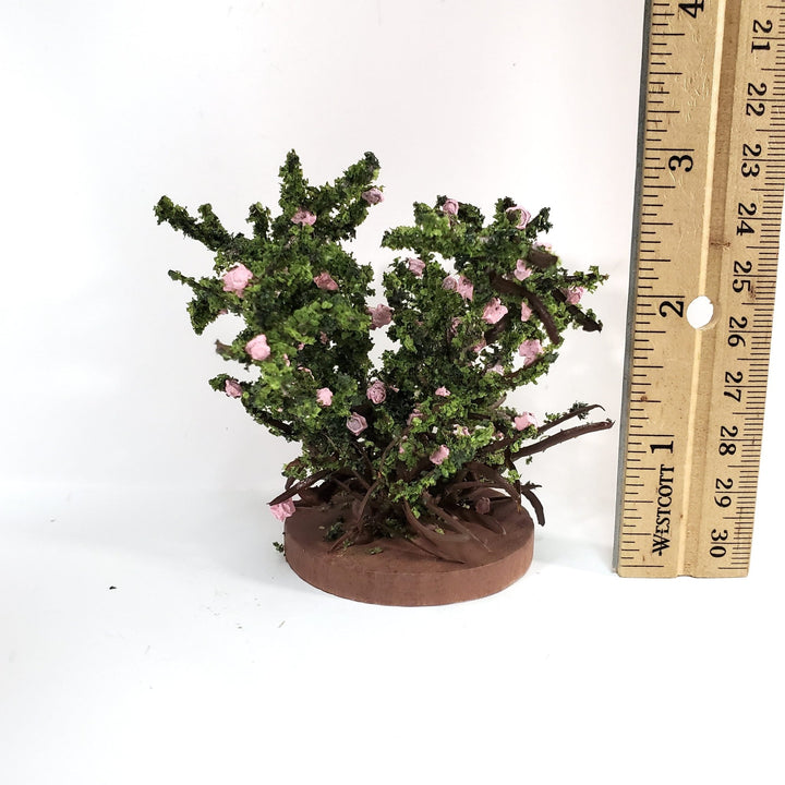Dollhouse Large Rose Bush Pink Flowering Shrub 1:12 Scale Miniature - Miniature Crush