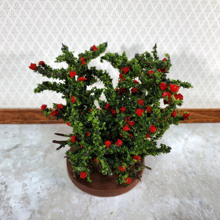 Dollhouse Large Rose Bush Red Flowering Shrub 1:12 Scale Miniature - Miniature Crush