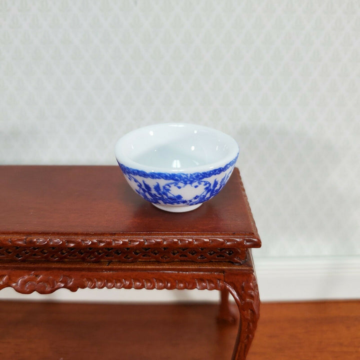 Dollhouse Large Serving Bowl Ceramic Blue White Delft Style 1:12 Scale Miniature - Miniature Crush
