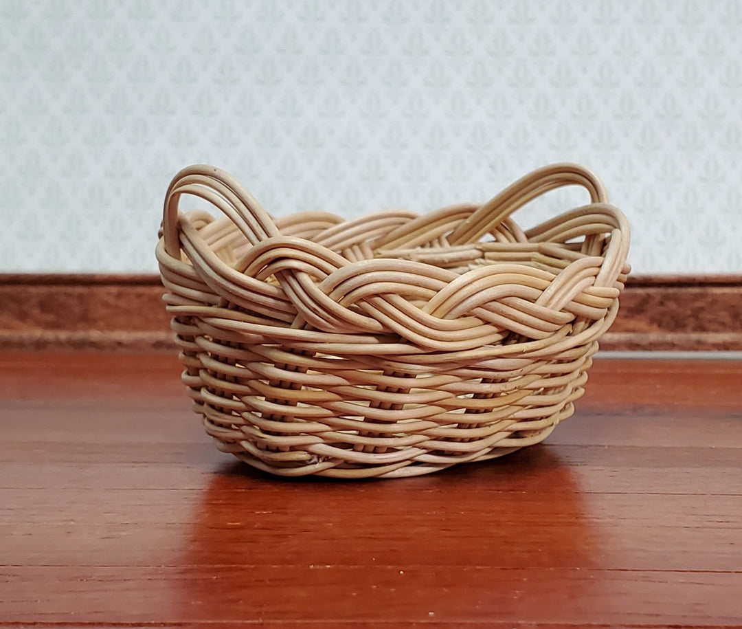 Dollhouse Laundry Basket Straw Fiber Oval with Handles 1:12 Scale Miniature - Miniature Crush