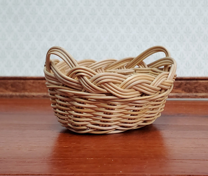 Dollhouse Laundry Basket Straw Fiber Oval with Handles 1:12 Scale Miniature - Miniature Crush