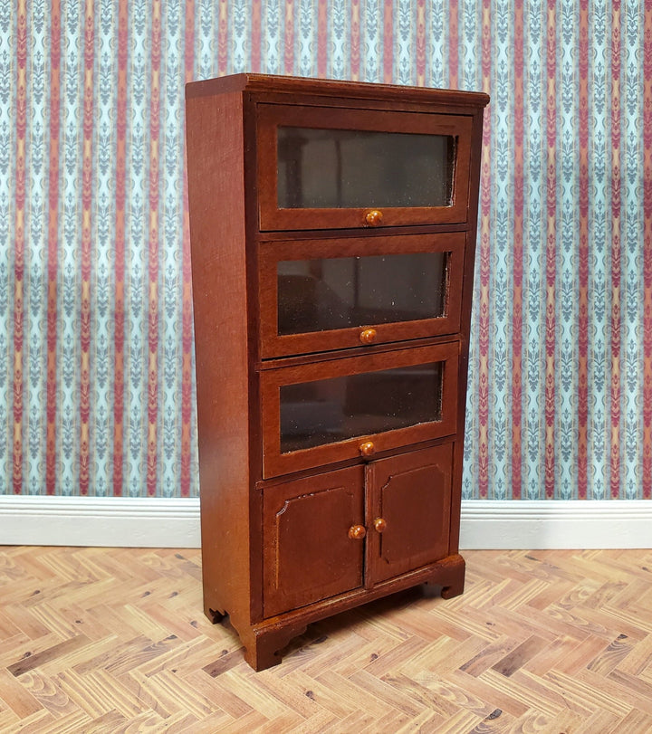 Dollhouse Lawyers Bookcase Display Cabinet Hutch Walnut Finish 1:12 Scale Furniture - Miniature Crush