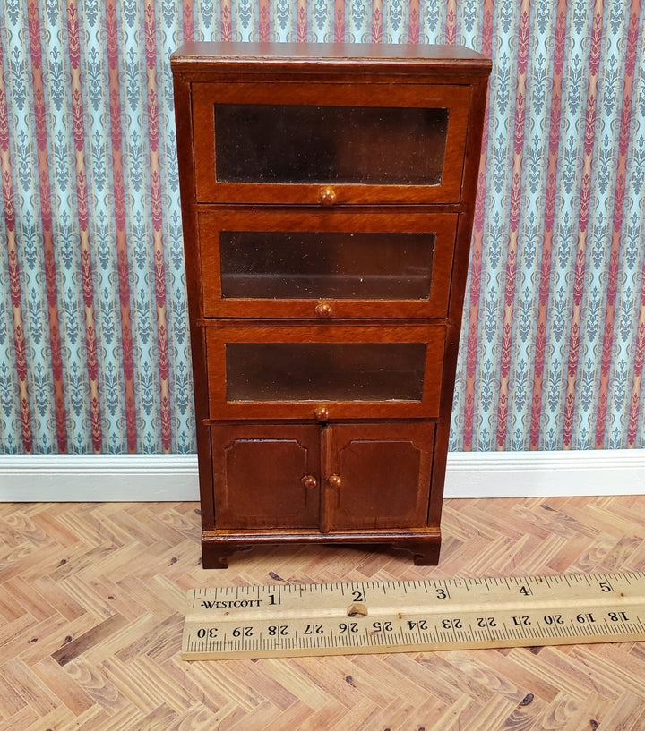 Dollhouse Lawyers Bookcase Display Cabinet Hutch Walnut Finish 1:12 Scale Furniture - Miniature Crush
