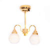 Dollhouse LED Battery Ceiling Light 2 Arm Globe Chandelier 1:12 Scale Miniature