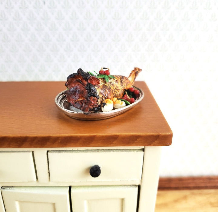 Dollhouse Leg of Lamb Roast on Silver Tray 1:12 Scale Food Miniature Kitchen Falcon - Miniature Crush
