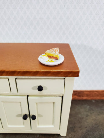 Dollhouse Lemon Meringue Pie Slice on Ceramic Plate 1:12 Scale Miniature Food - Miniature Crush
