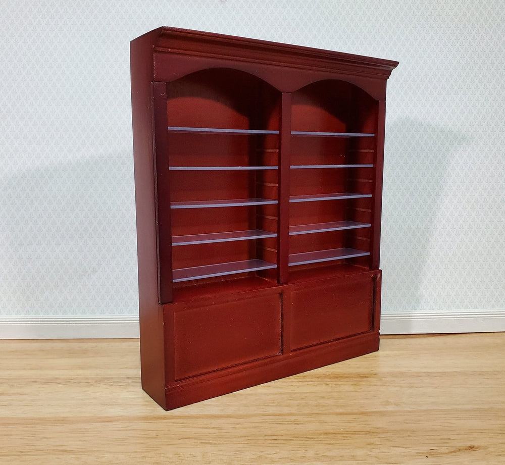 Dollhouse Library Bookcase or Shop Shelves 2 Bay 10 Adjustable Shelves 1:12 Scale Mahogany - Miniature Crush