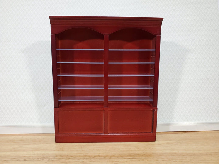 Dollhouse Library Bookcase or Shop Shelves 2 Bay 10 Adjustable Shelves 1:12 Scale Mahogany - Miniature Crush