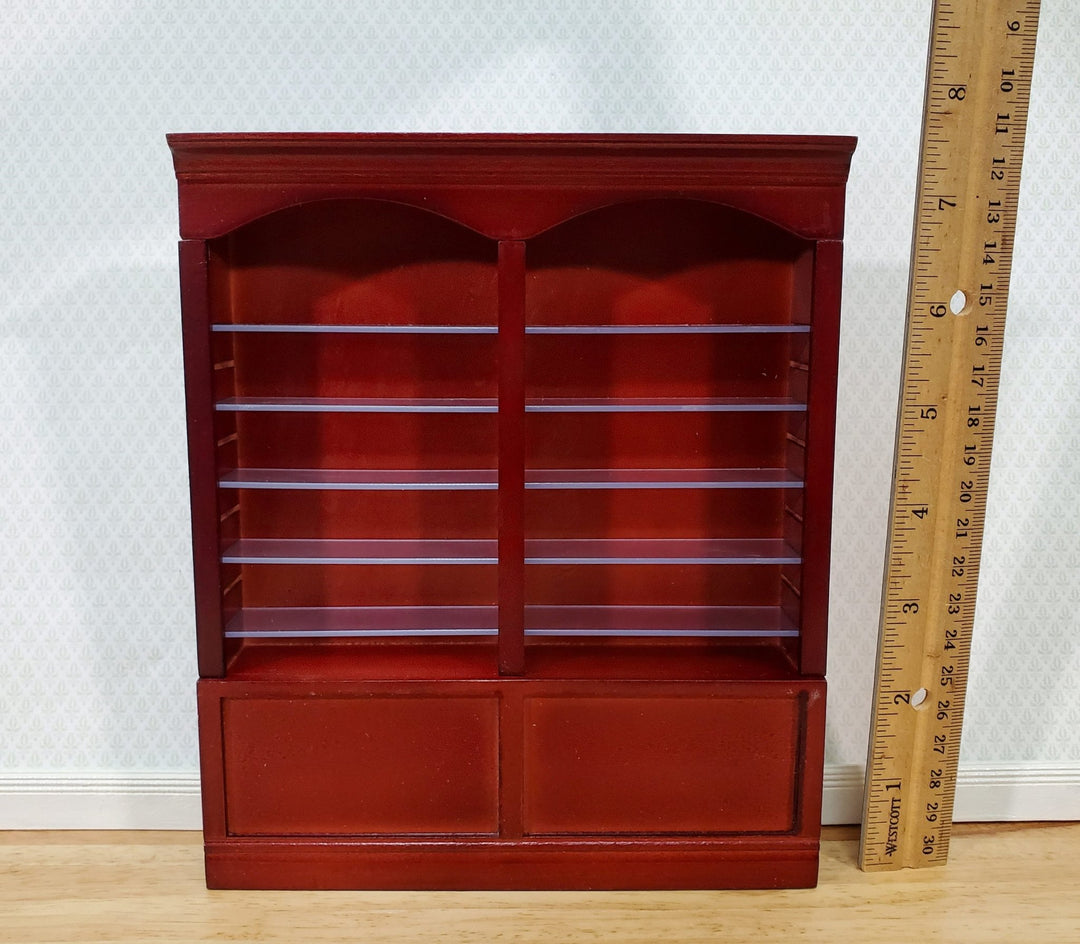 Dollhouse Library Bookcase or Shop Shelves 2 Bay 10 Adjustable Shelves 1:12 Scale Mahogany - Miniature Crush