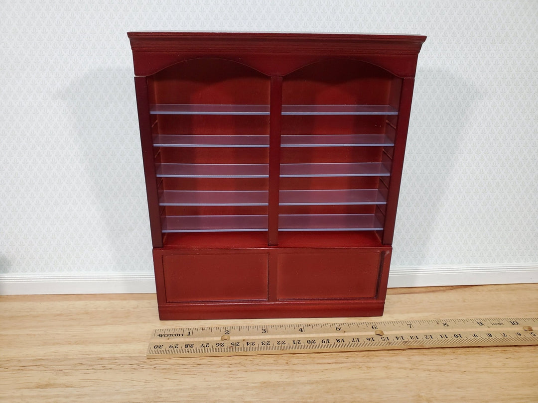 Dollhouse Library Bookcase or Shop Shelves 2 Bay 10 Adjustable Shelves 1:12 Scale Mahogany - Miniature Crush