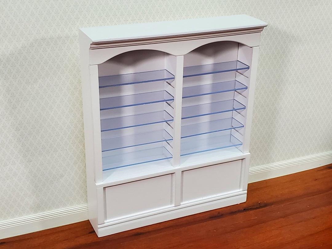Dollhouse Library Bookcase or Shop Shelves 2 Bay 10 Adjustable WHITE 1:12 Scale Furniture - Miniature Crush