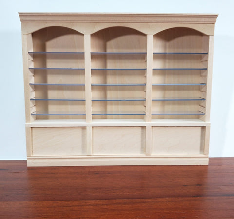 Dollhouse Library Bookcase Shop Shelves 3 Bays Adjustable Shelves 1:12 Scale Furniture - Miniature Crush