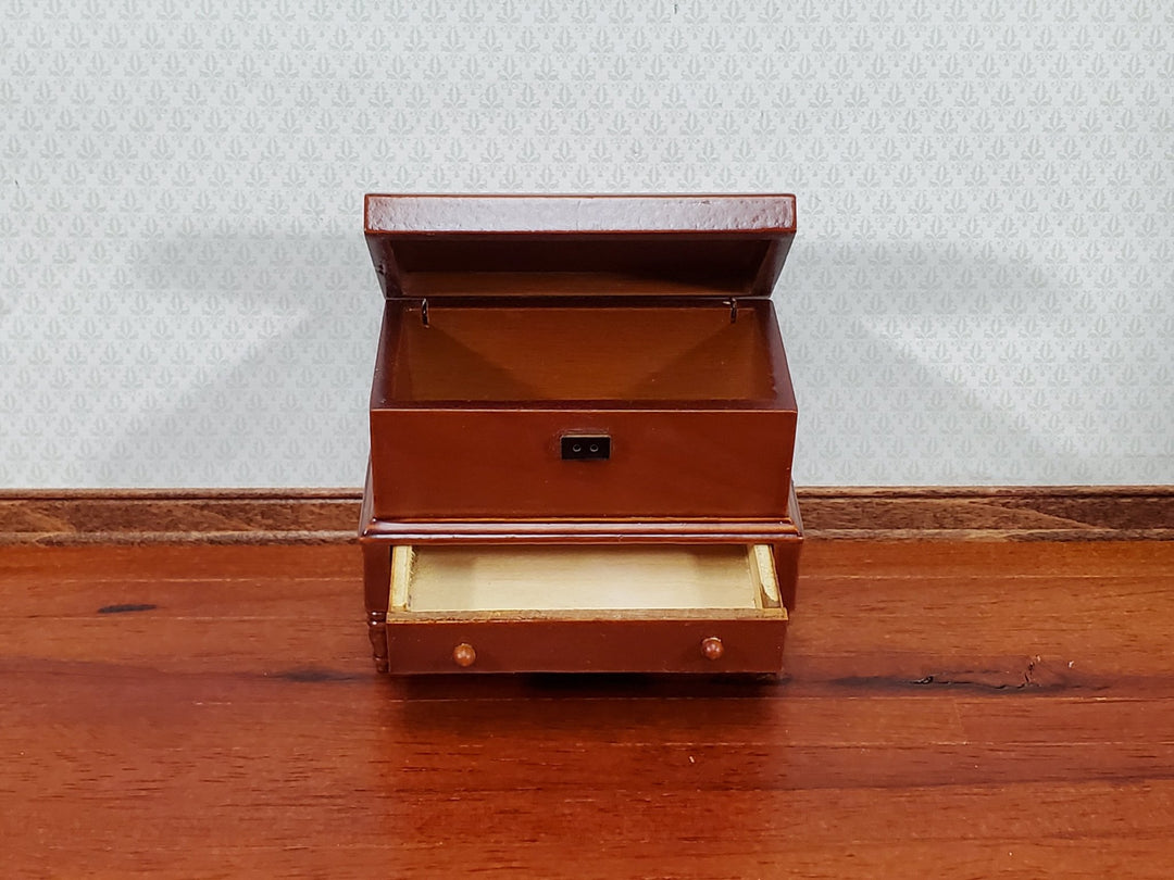 Dollhouse Lincoln Dome Chest Trunk 1:12 Scale Miniature Wood with a Walnut Finish - Miniature Crush