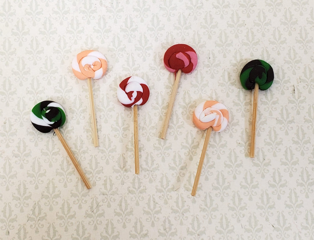Dollhouse Lollipops on Sticks Set of 6 Colorful 1:12 Scale Miniature Food Sucker - Miniature Crush