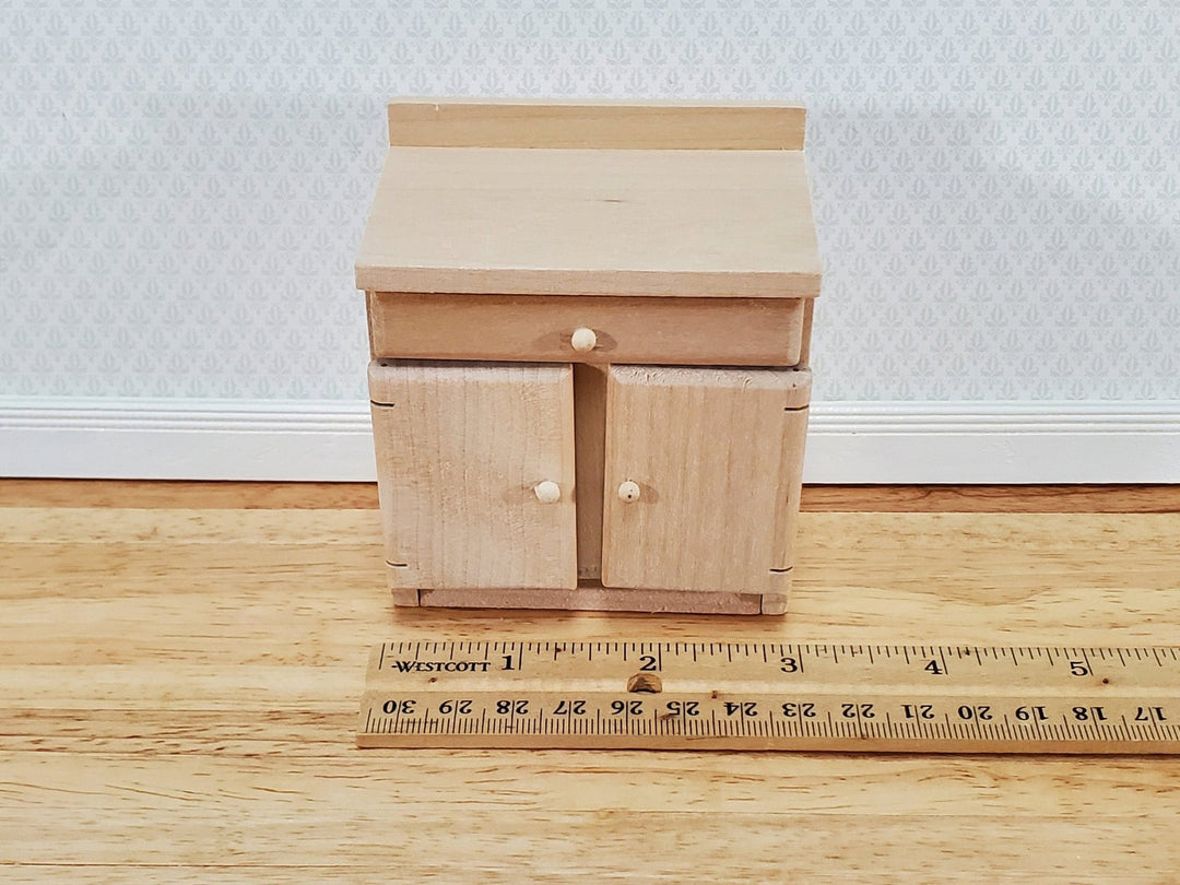 Dollhouse Lower Kitchen Cabinet with Drawer 1:12 Scale Miniature Furniture Unpainted - Miniature Crush