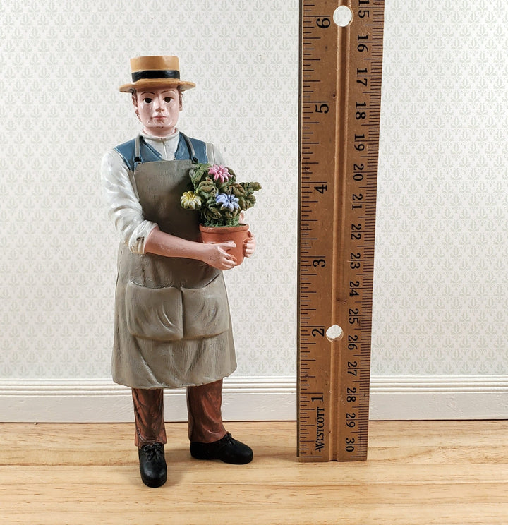 Dollhouse Man Florist Gardener Standing with Flowers 1:12 Scale Miniature Doll - Miniature Crush