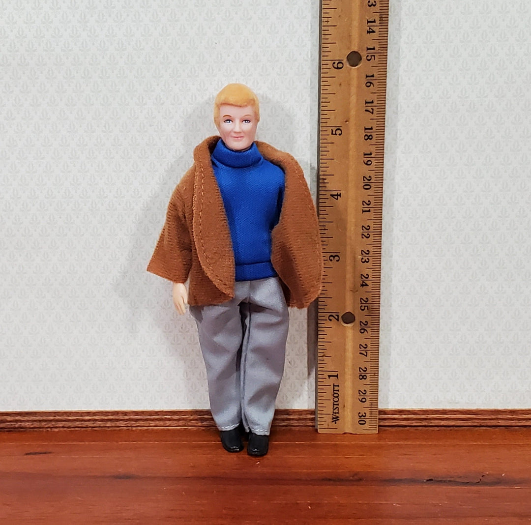 Dollhouse Man Modern Doll Dad Father Blond Poseable 1:12 Scale Removable Clothes - Miniature Crush