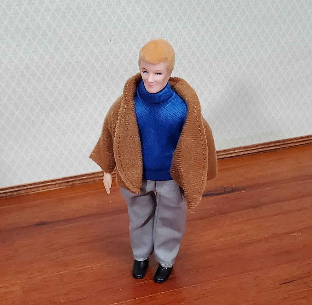 Dollhouse Man Modern Doll Dad Father Blond Poseable 1:12 Scale Removable Clothes - Miniature Crush