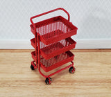 Dollhouse Metal Craft Cart Red 3 Tier Moving Wheels 1:12 Scale Modern Miniature - Miniature Crush