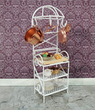 Dollhouse Metal Kitchen Rack with Shelves Pan Hooks White 1:12 Scale Miniature Furniture - Miniature Crush