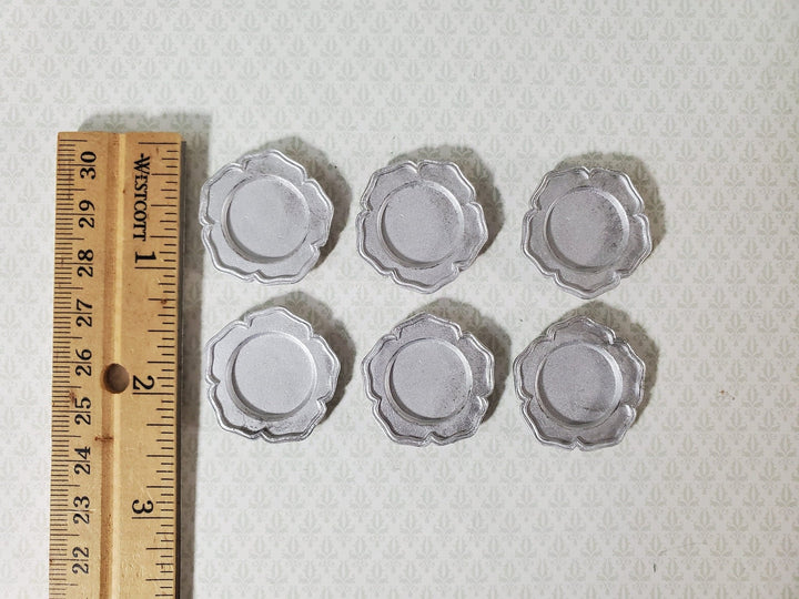 Dollhouse Metal Plates or Chargers Round Platters x6 1:12 Scale Miniatures 1 1/8" - Miniature Crush
