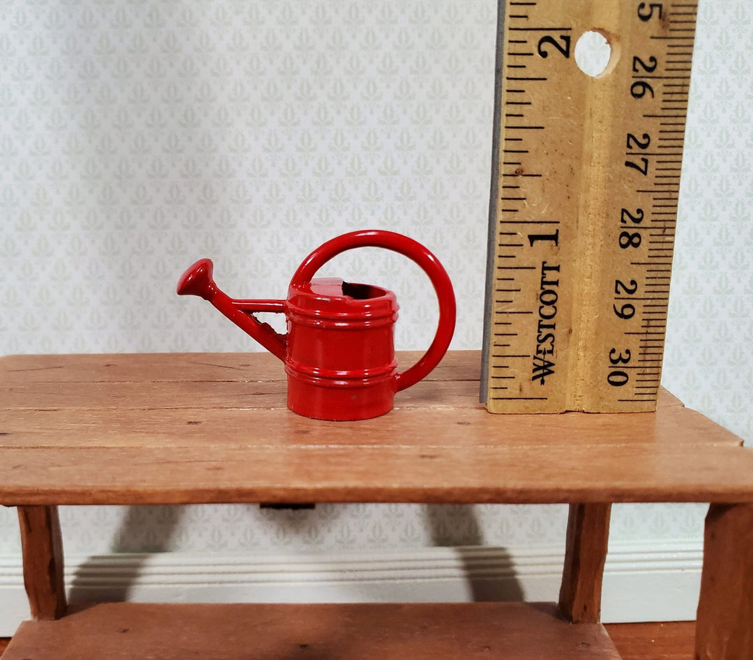 Dollhouse Metal Watering Can with Handle RED 1:12 Scale Miniature Garden - Miniature Crush