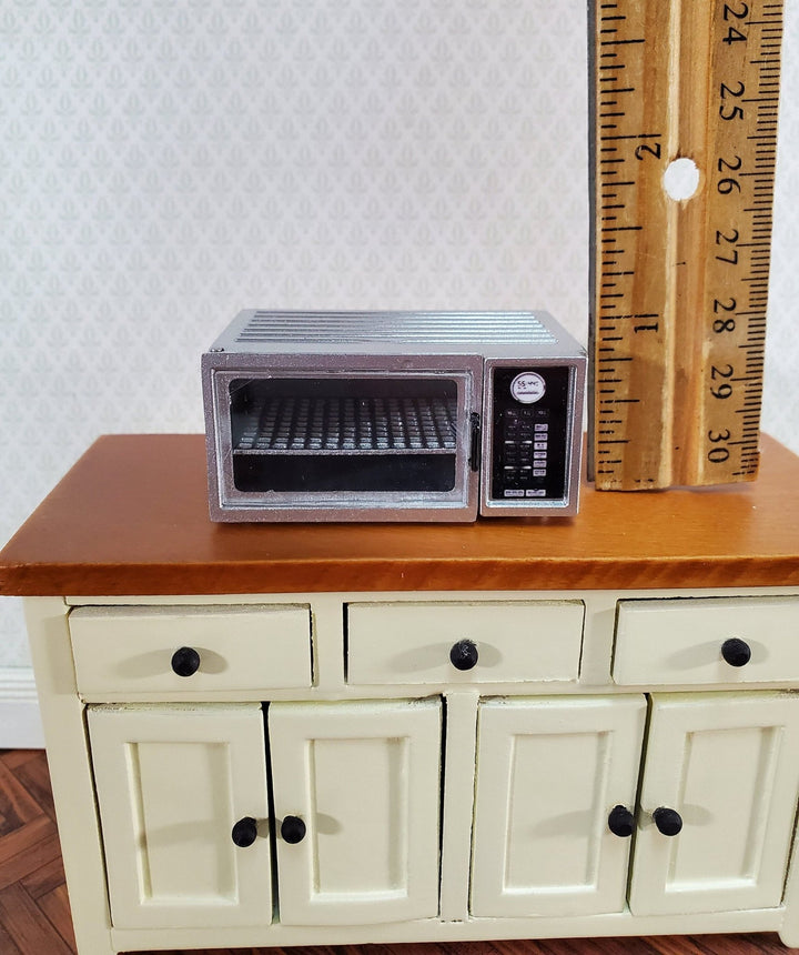 Dollhouse Microwave Modern Metal with Opening Door 1:12 Scale Kitchen Accessories - Miniature Crush