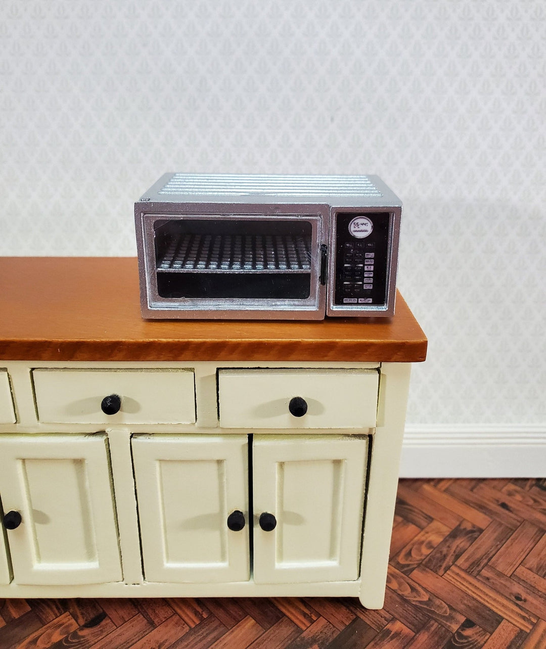 Dollhouse Microwave Modern Metal with Opening Door 1:12 Scale Kitchen Accessories - Miniature Crush