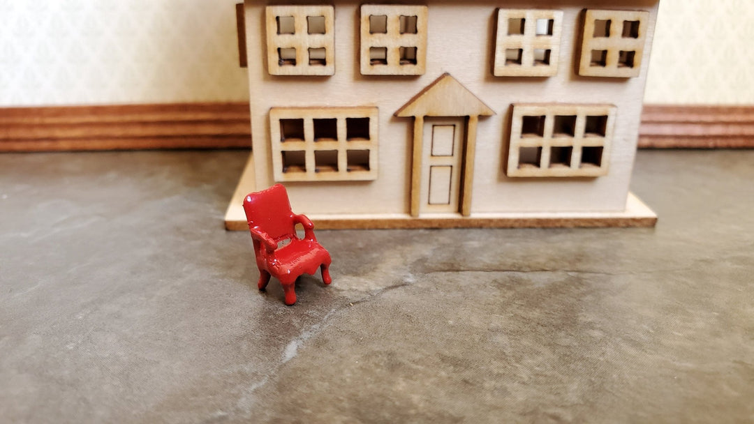 Dollhouse Miniature 1:144 Scale Arm Chair Red Micro Minis Furniture Metal - Miniature Crush