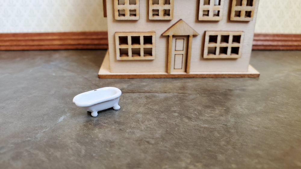 Dollhouse Miniature 1:144 Scale Bathtub White Metal Tub Metal Micro Minis Furniture - Miniature Crush