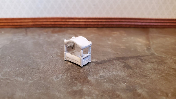 Dollhouse Miniature 1:144 Scale Canopy Bed White Micro Minis Furniture - Miniature Crush