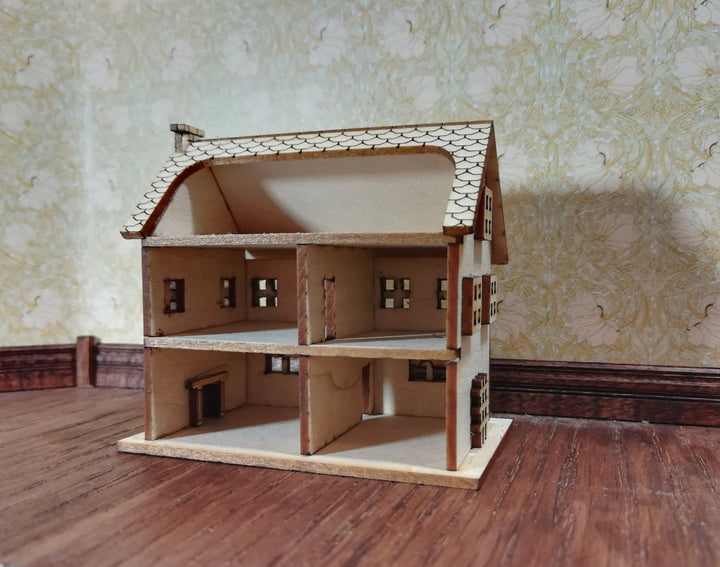 Dollhouse Miniature 1:144 Scale Kit House 2 Story with Fireplace 5 Rooms - Miniature Crush